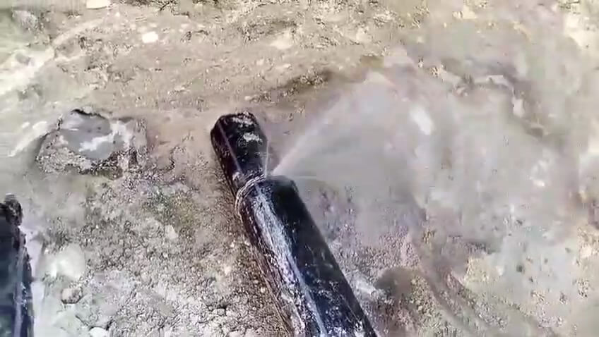 ظهور تسرب المياه من الماسورة أثناء الاختبار